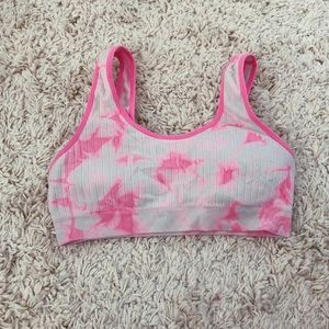 neon pink sports and longe bra